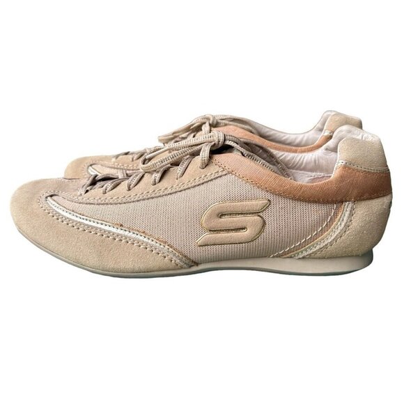 Skechers Bella Campana Fashion Sneakers Gold Leather Textile Lace-Up Size 10 - Picture 6 of 10